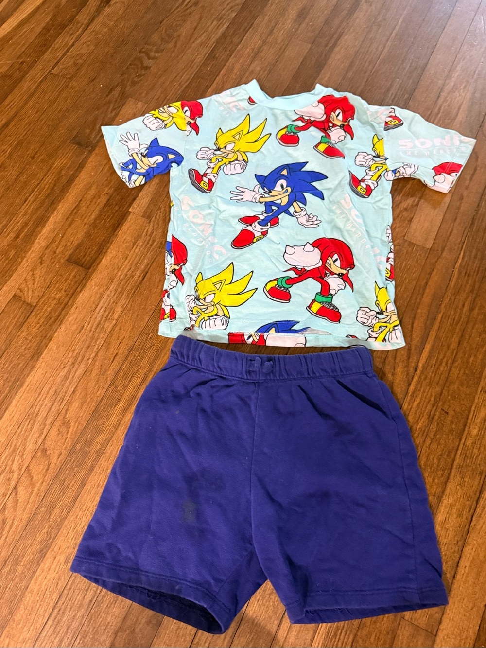 H&M Light Teal Sonic Graphic Kids Tee with shorts